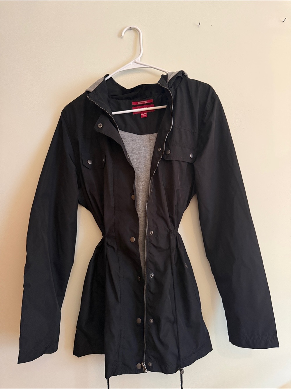 Merona Women's Black Hooded water resistant Jacket